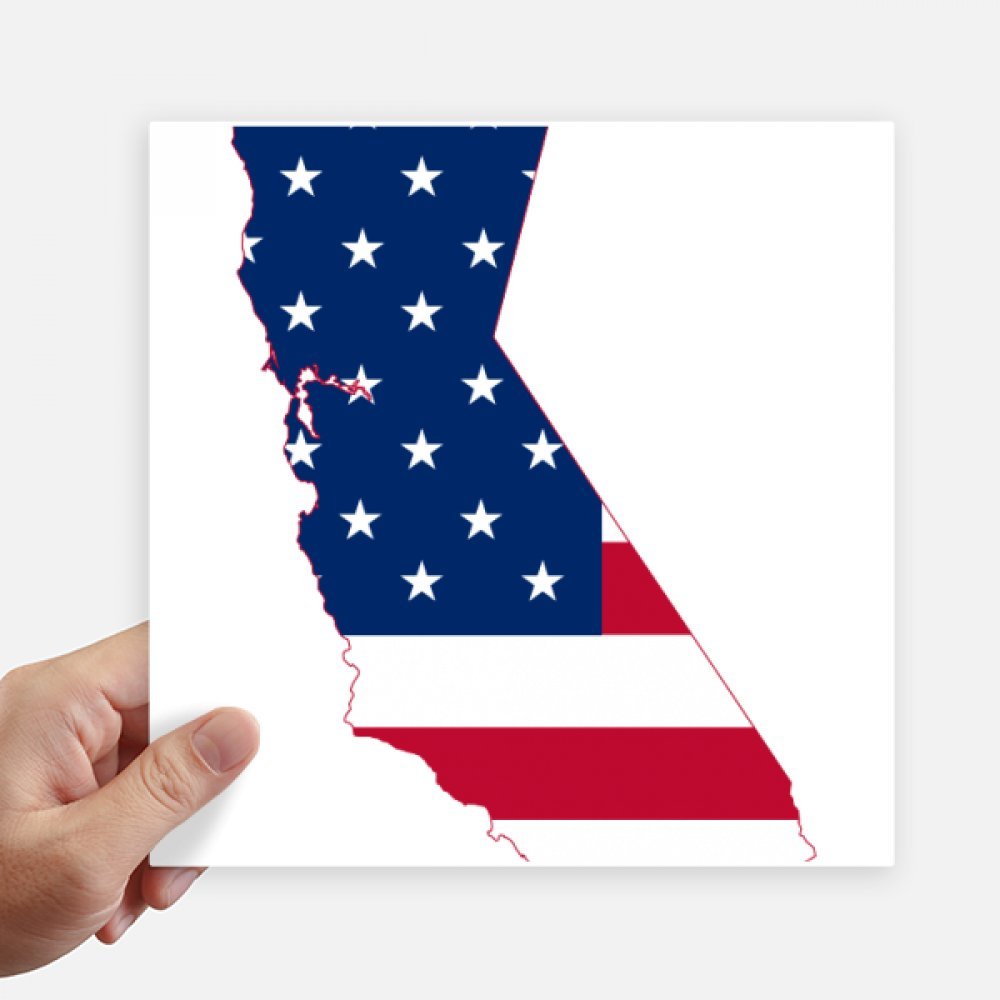 Sticker Californie grand format 20 cm carré au design étoiles et rayures