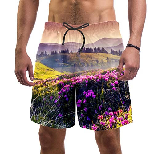 JDEZ Maillot de Bain Homme Short de Plage Jardin Fleurs