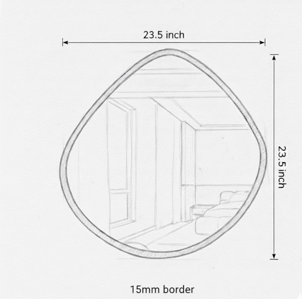 Image of Alfa Design 24 Inch Asymmetrical Irregular Wall Mounted Mirror | Black Wooden Frame | Aesthetic Decor Decorative Mirror for Bathroom Vanity Mirror, Farmhouse, Living Room, Bedroom & Entryway