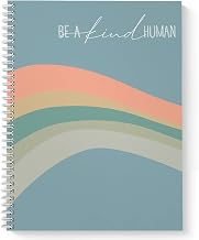Softcover Kind Human 8.5" x 11" Motivational Spiral Notebook/Journal, 120 Wide Ruled Pages, Durable Gloss Laminated Cover, White Wire-o Spiral. Made in the USA