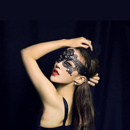 Miniatura 9 de Máscara de ojos de encaje negro para mujer, 6 juegos de máscaras sensuales, máscara de ojos de encaje veneciano, decoración de fiesta de baile,