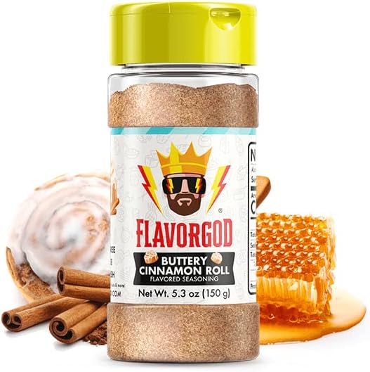 Buttery Cinnamon Roll Seasoning Topper Mix by Flavor God - Premium All Natural & Healthy Topper Blend for Donuts, Bread, Oatmeal, Pancakes, Breakfast Sandwiches, Fruit, Ice Cream & Coffee