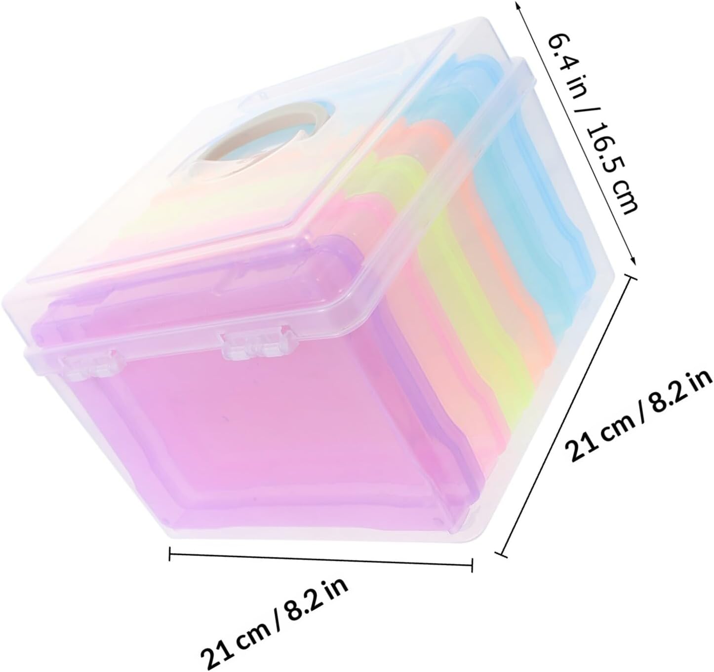 OUNONA Photo Storage Box 5x7 Inch Small Organizer Box with Handle Multi-compartment Household Photo and Card Storage Container for Travel and Home Use