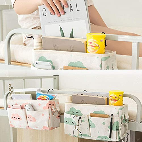 2 Stück Betttasche mit Drahtrahmen Bett Organizer Hochbett Hängetasche Aufbewahrungstasche für Buch, Magazin, Kopfhörer (Rosa+GRÜN) - Image 4