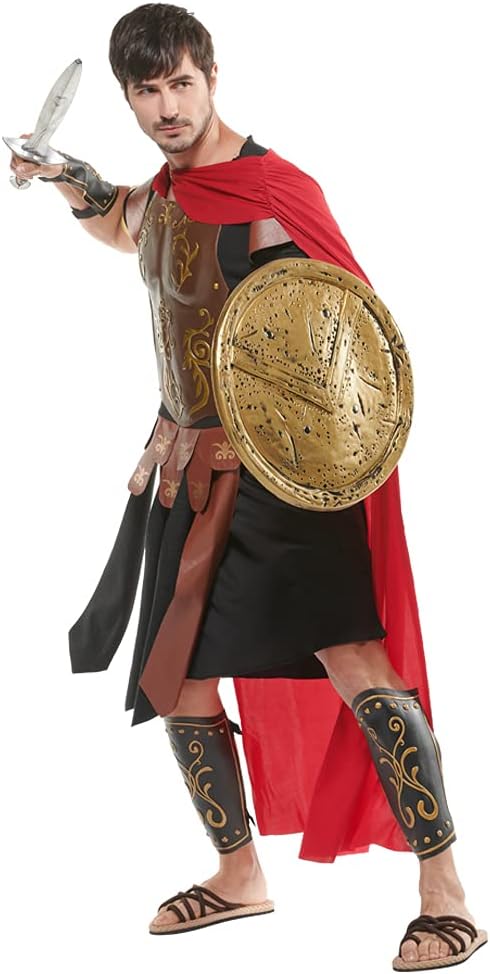 EraSpooky Men Roman Empire Gladiator Costume Set Halloween Armor Soldier Role Play