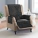 Collections Etc Reversible Quilted Furniture Protector Cover, Black/Gray, Recliner