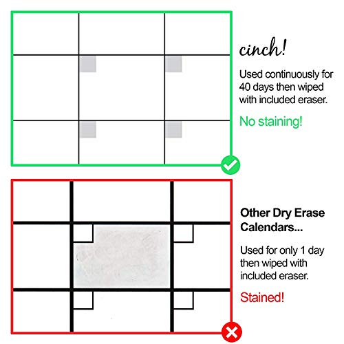 Magnetic Dry Erase Calendar for Fridge: with Stain Resistant Technology - 19x13" - 4 Fine Tip Markers and Large Eraser with Magnets- Monthly Whiteboard Organizer: Refrigerator White Board Sheet