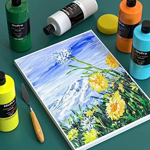 Nicpro 14 Colors Large Bulk Acrylic Paint Set (16.9 oz,500 ml) Rich Art Painting Supplies, Non Toxic for Multi Surface Canvas Wood Leather Fabric Stone Craft, for Kid & Adult with Color Wheel 4
