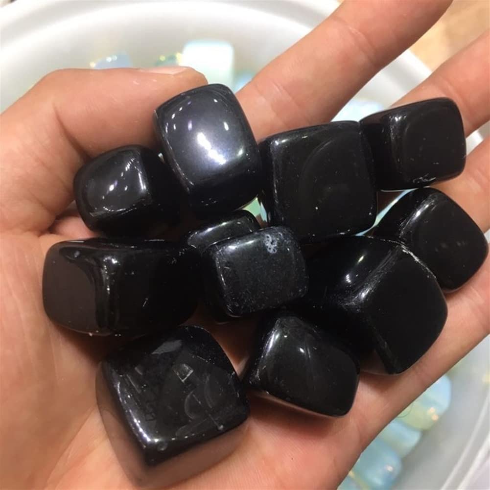 Haussammlung Natürlicher Kristall, rauer -Kristall, natürlicher schwarzer Obsidian, Trommelstein, polierte Kristallwürfelsteine, können verwendet Werden für(Size:400g)