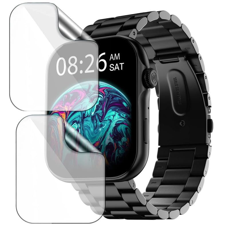 Image of 2 Pack | Screen Protector Guard for Noise ColorFit Ultra 3 | 1.96 inch | Smartwatch - Flexible & Ultrathin TPU Film, 9H Scratch Resistant, Bubble Free - Not a Tempered Glass