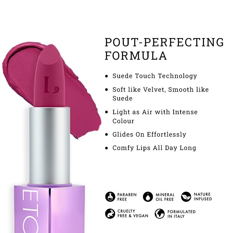 Image of High Definition Matte Lipstick | Velvety Suede Matte Finish | Transfer-Proof & Rich Payoff | With Hydrating Hyaluronic Acid | Vegan Formula | Birthday Blush | 4.2g | High Pigmentation