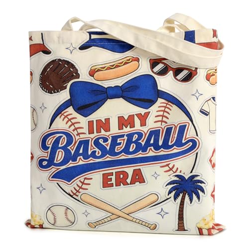 Bolso tote de lona grande yuboo para mamá fan de béisbol miniatura 1