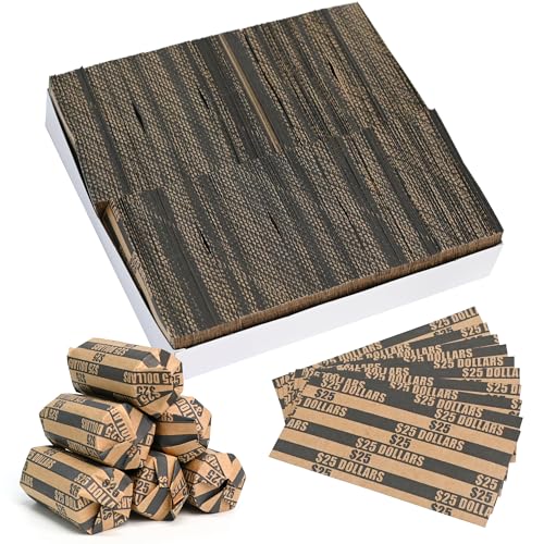 L LIKED Flat Striped Coin Wrappers,Dollars Coin Wrappers,Pack of 1000 PCS (Dollars)