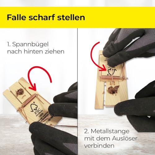 Protect Home Mausefalle Classic, Holz, Mouse Trap, Klassische Mäusefalle mit hoher Schlagkraft, Multipack 12 Stück – Ansicht 4
