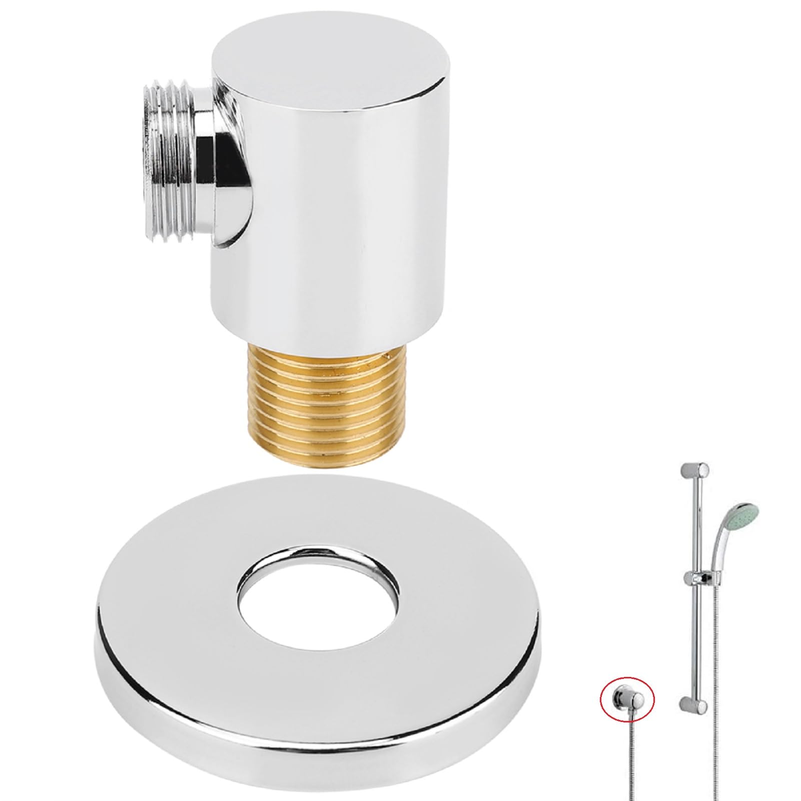 Shower Connector-Household Copper Wall-Mounted Shower Hose Connector Wall Elbow Bathroom Accessories G1/2in
