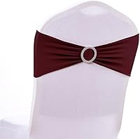Vista 78 de MDS - Paquete de 50 bandas elásticas de elastano para silla, lazos elásticos para sillas con hebilla deslizante, ajuste universal para bodas, Acción