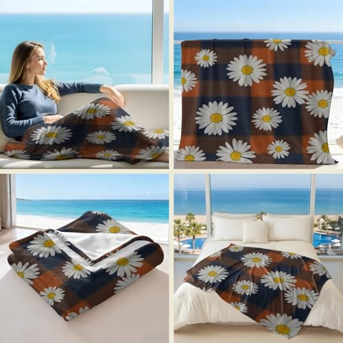 Couverture en flanelle marguerites douillette pour soirées cocooning salon et lit
