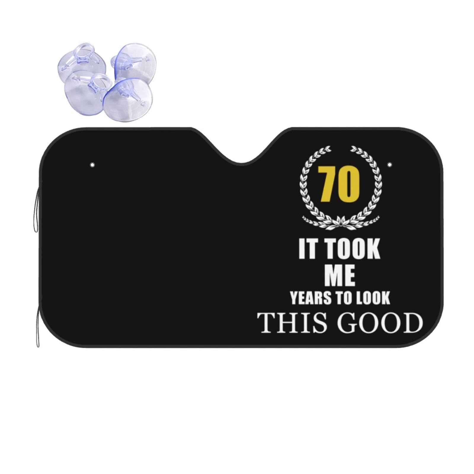 OKLRYNBV Windshield Sun Shade for Car Durable Bubble Aluminum Film Material 70 Years Old Birthday Car Sun Visor, Medium, Black