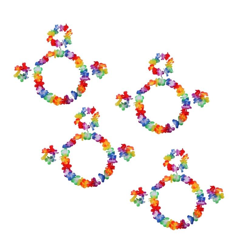 ABHINANDAN DECORS Premium Luau Hawaiian Leis Flower Garland Necklace Headband Bracelets (Sets of 8 pieces) (Authentic) (B0D3ZBDS6L) Amazon Price History, Amazon Price Tracker