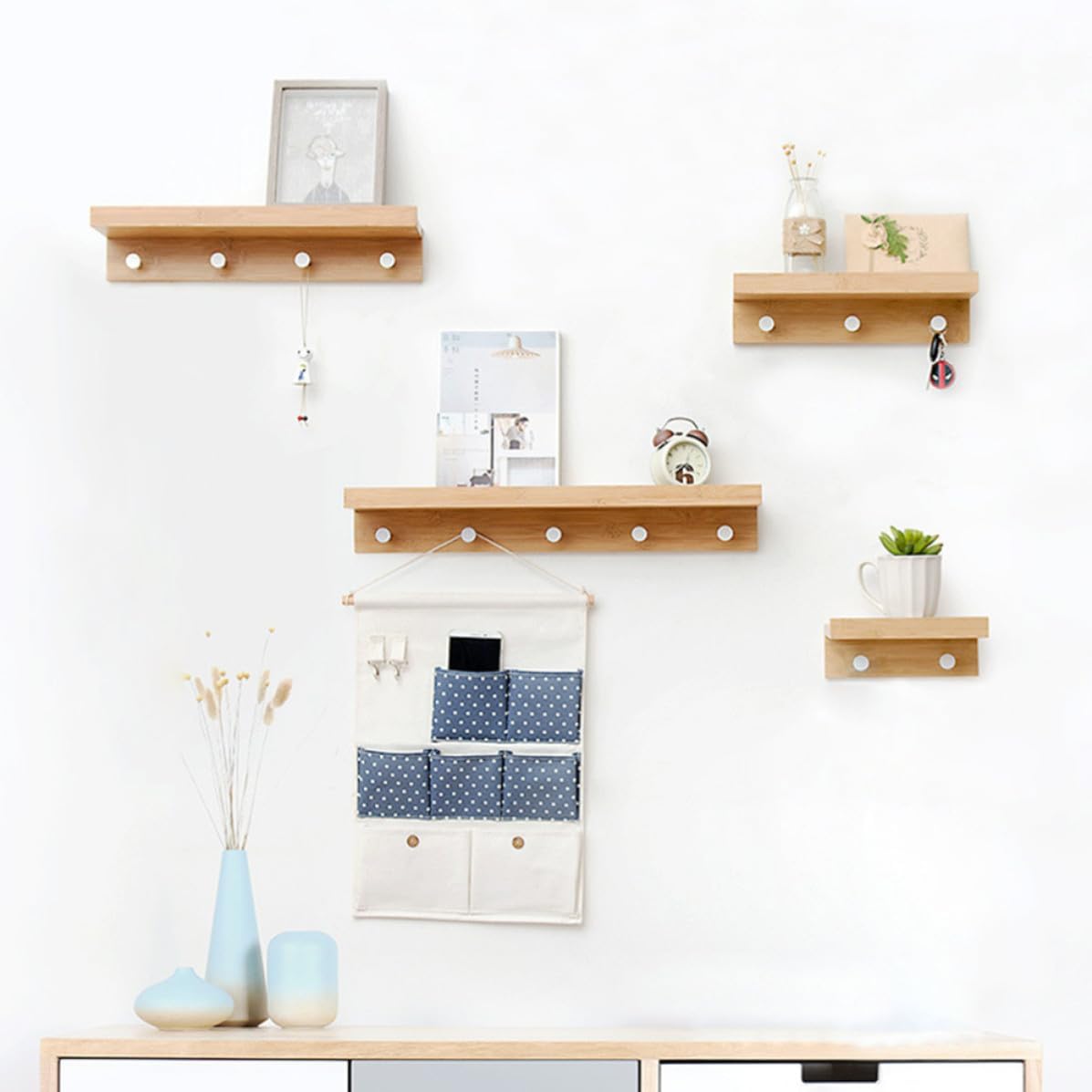 GALPADA Wall Mounted Storage Rack with Hooks for Keys image 2