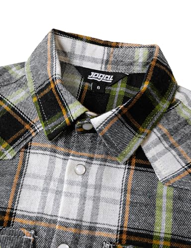 JOGAL Boys Western Shirt Long Sleeve Pearl Snap Plaid Shirts Lightweight Flannel Shirts for Kids 6-14 Years3