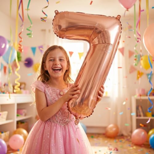 Image of YPSelected 32 Inch Large Foil Helium Number Balloon Birthday Wedding Party 0-9 (Orange, 7)
