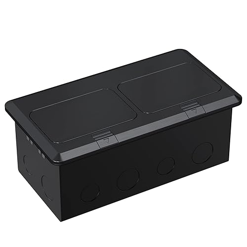 Miniatura 2 de WEBANG Kit eléctrico de caja de suelo doble emergente, salida de receptáculo dúplex resistente a la manipulación de 20 A, accesorios resistentes a