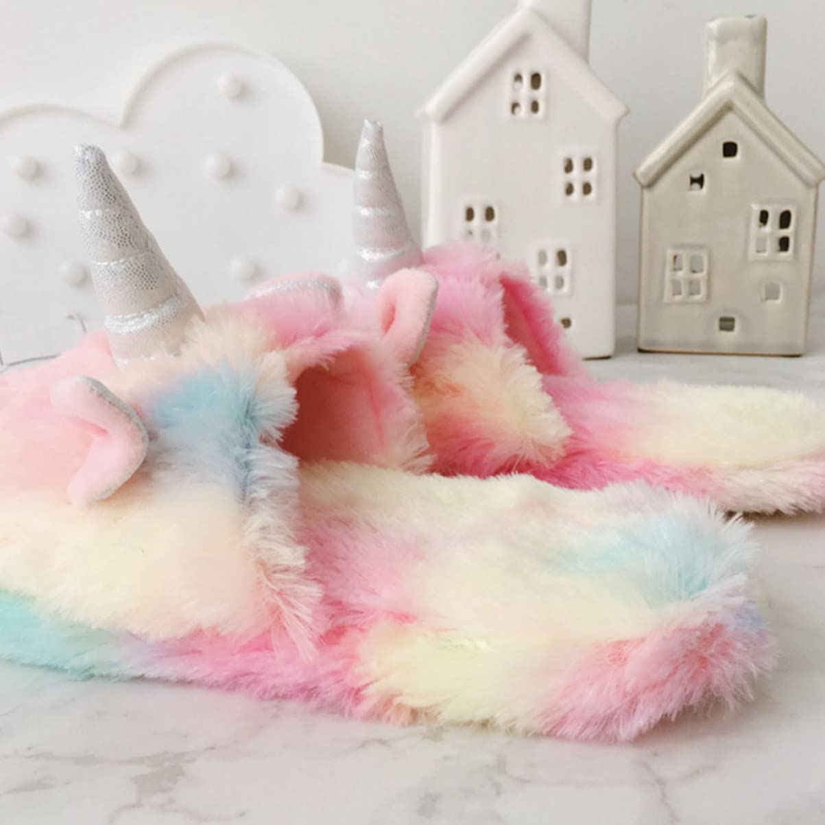 GALPADA 2 Pz Ciabatte in Cotone Unicorno Soffici Pantofole Per Ragazze Ciabatta Da Bambina Pantofole Per Bambini Morbide Invernali Per Bambini Ciabbatte Tromba Da Donna Morbido