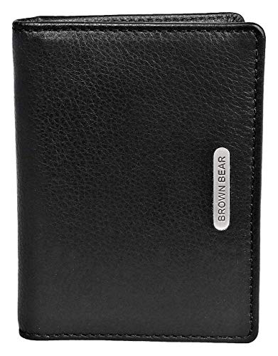 Preisvergleich Produktbild Brown Bear Herren Kredit-Kartenetui Leder Schwarz hochwertig Kreditkartenhülle Geldbeutel Männer Portemonnaie Portmonaise Portmonee Ledergeldbeutel Ledergeldbörse