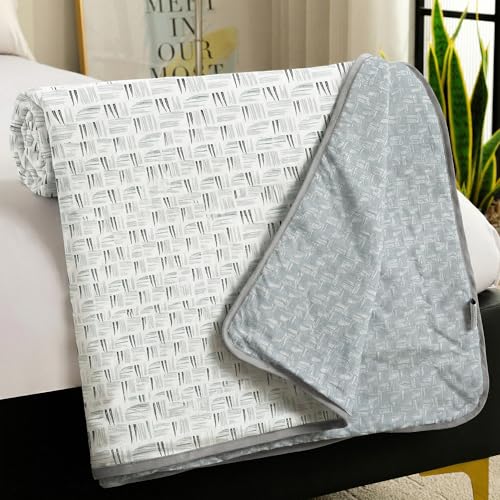 Image of Story@Home Dohar Single Bed Cotton 100% | 150GSM 144 X 220 cm Quilt AC Blanket for Summer | AC Comforter Single Bed | White & Grey, Abstract Reversible Design Duvet | All-Season Blanket