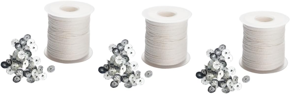 TEHAUX 3rolls Cotton Candle Wicks Wick Tabs for Candle Making for Easy Centering and Stable Burning