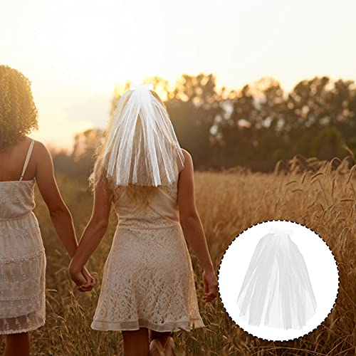 Lurrose Bowknot Veil Flower Headband Wreath First Holy Communion Headpiece for Wedding Party Hair Accessories 50X12cm2