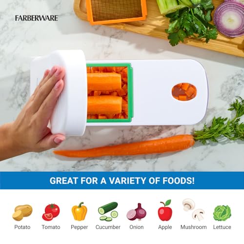 Farberware Professional Large Vegetable Chopper with 3 Interchangeable Blades - Manual Onion Chopper, Food Dicer for Potatoes, Tomatoes, Peppers, Garlic - Stainless Steel, Dishwasher Safe - image 6