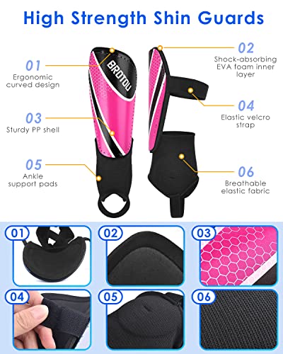 Youth Football Shin Guards, BROTOU High Strength Junior Shin Pads with Calf & Ankle Protection, Lightweight Design - Image 2