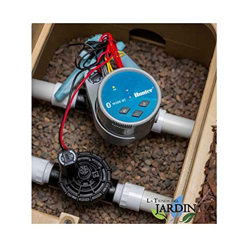 Suinga Programmatore di irrigazione a batterie Bluetooth NODE-BT-100 Hunter + Elettrovalvola PGV100 9V 1" batteria - Irrigazione automatica, blu