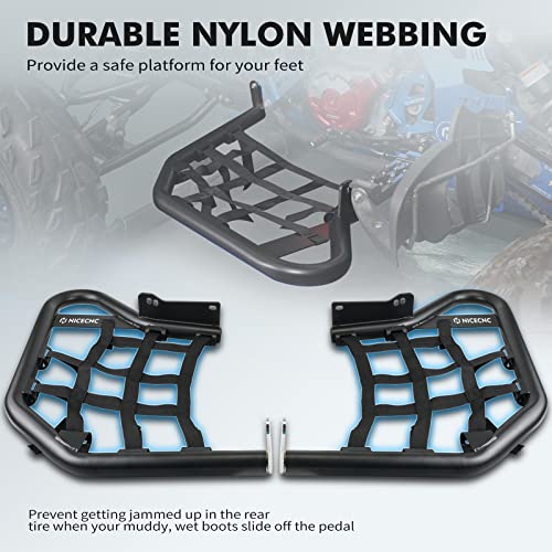 Nicecnc Black Net Side Step Bars Compatible With Yamaha Raptor 700 2006-2020 2021 2022 2023 Raptor 700R 2009-2021 2022 2023 Black + Black Nets #TOP5