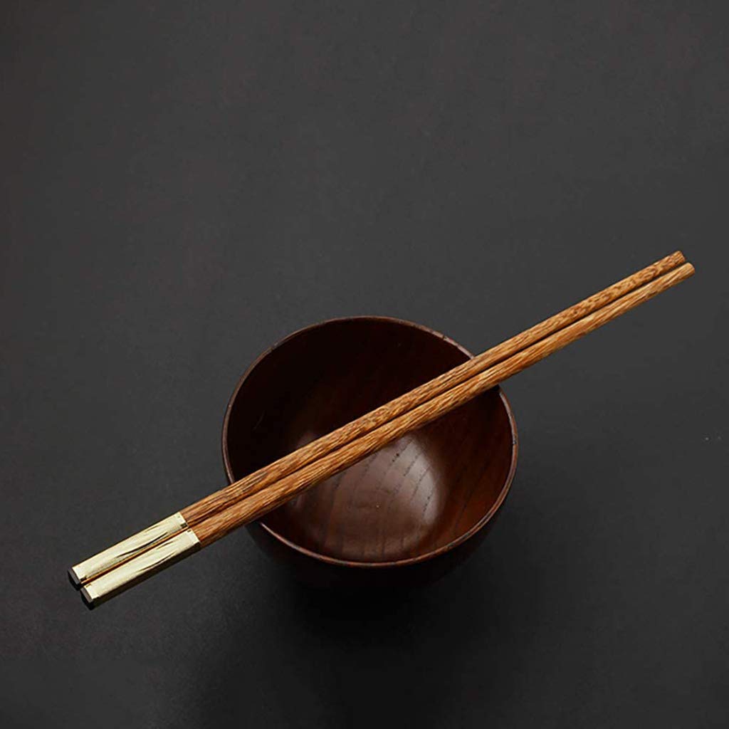 FAMMIX Lot de 10 paires de baguettes rondes en bois sculptées à la main, réutilisables, passent au lave-vaisselle, baguettes coréennes japonaises pour restaurant, maison H