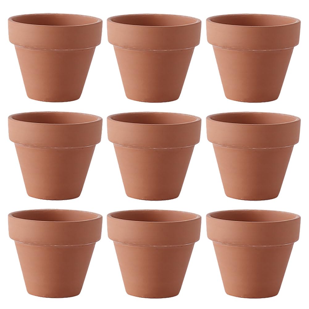 HugeDE 10 Pcs Brown Ceramic Round Indoor/Outdoor 6 x 7 cm (H x Dia) Plant Pots, 6 x 7 cm ( H x Dia )