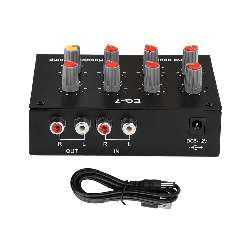 DC5-12V Equalizzatore Suono 7 Bande Regolazione dei Medii Alti Equalizzatore Digitale Preamplificatore Audio Regolabile per Cuffie