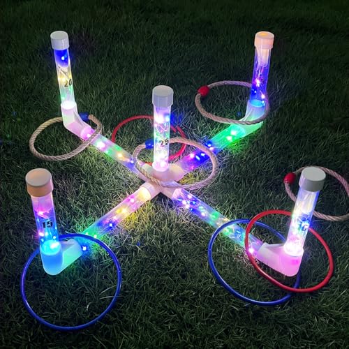 MOLACHI Ring Toss Games for Adults and Kids,Yard Games,Outdoor Indoor Games with LDE Light,Easy to Set Up w/Compact Carry - Backyard Toys,Christmas Party Toss Game for The Whole Family