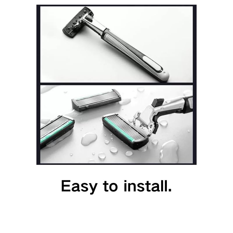 ALL-DAY SMOOTH: razor blades refills for men -6 blades compatible with all GilleteVector2 belonging to Simpconveni-Sensitive Skin Friendly, Non-Slip Design, 42 counts