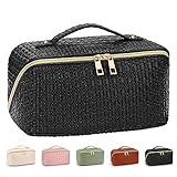LIONVISON Kosmetiktasche, Große Kapazität Schminktasche, Tragbare Make up Tasche kulturtasche Damen, Multifunktionale Wasserdicht Kulturbeutel für Frauen Reisen oder täglichen Gebrauch (Schwarz)