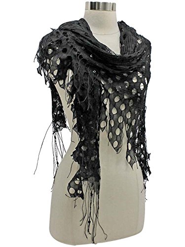 Open Knit Lace Net Fringed Shawl Scarf Wrap2