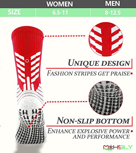 Mohsily Grip Socks Youth Grip Socks Mens Non Slip Skid Grippy Soccer Training Equipment Running Hiking Sports Athletic Socks #TOP2