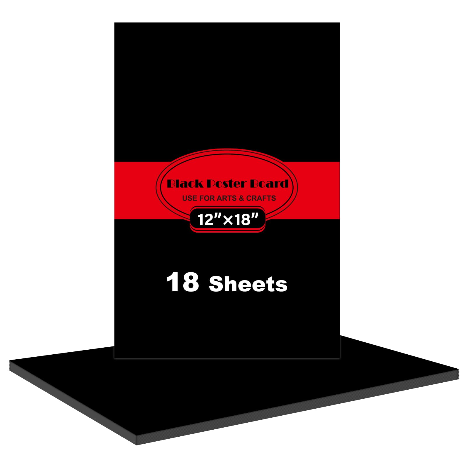 18 Pcs Black Poster Board Paper 12x18, ROOKEA Vision Boards Posterboard Bulk for School Projects Classroom Arts Craft Presentations Drawing Scrapbooking Blank Graphic Display