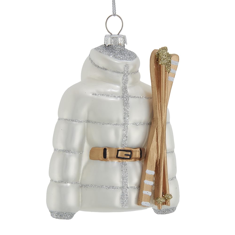 Kurt Adler Glass White Ski Jacket Ornament