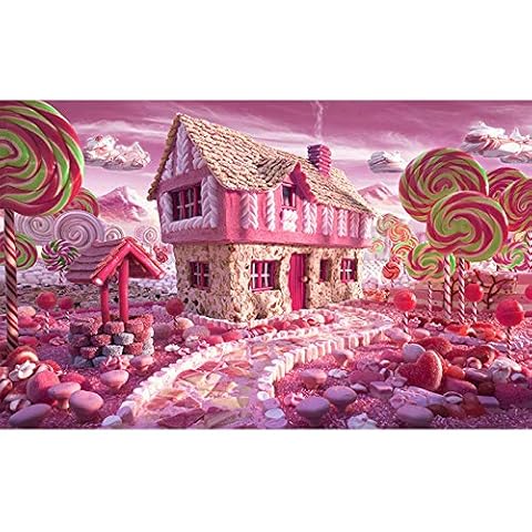 DIY 5D Diamond Painting Kits for Adult Full Drill,Pink Fairy Candy House Diamond Painting Crystal Rhinestone Embroidery Cross Stitch Mosaic Diamond Artfor Home Wall Decor 30X40cm Cover