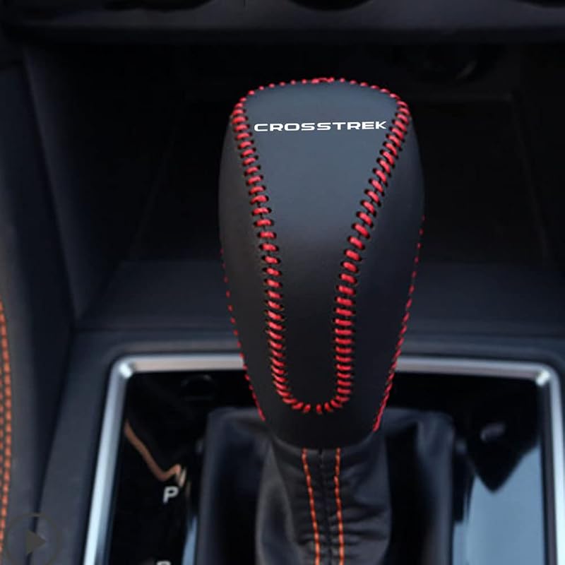 Capa para Manopla de Câmbio em Couro Sintético PU BOYOUS para Subaru Crosstrek 2018–2025 com Costura Vermelha
