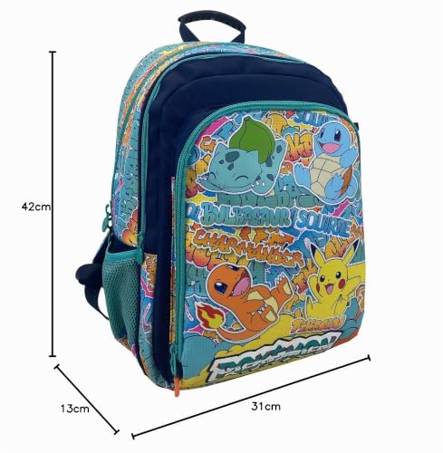 Miniatura 13 de Cyp Brands-Pokémon- Mochila, Mochila Adaptable A Carro, Pikachu, Charmander, Squirtle, Bulbasaur, Multicolor, Producto Oficial
