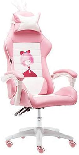 Miniatura 1 de Silla Gamer Minimalist Modern Gaming Chair Pink Snow Rabbit Chair Computer Chair Adjustable Height Esports Chair with Silent Roller Gamer Chair for